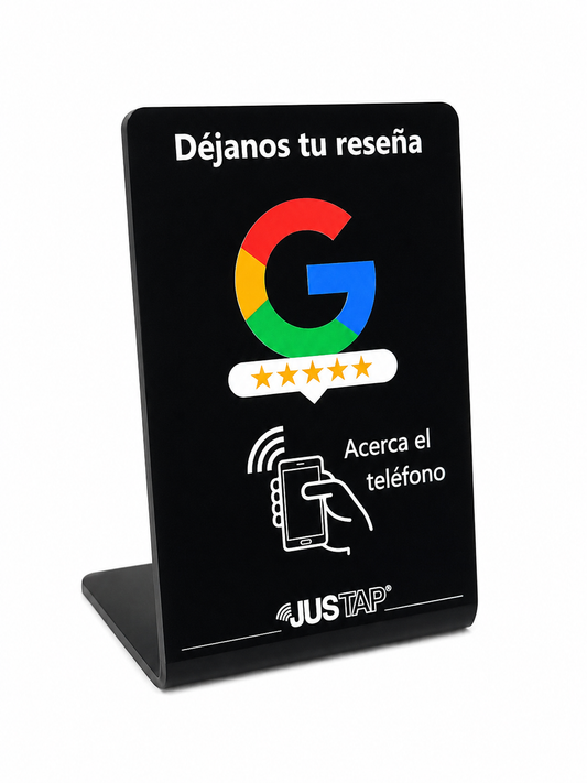 Stand acrílico JUSTAP® con NFC para reseñas de Google
