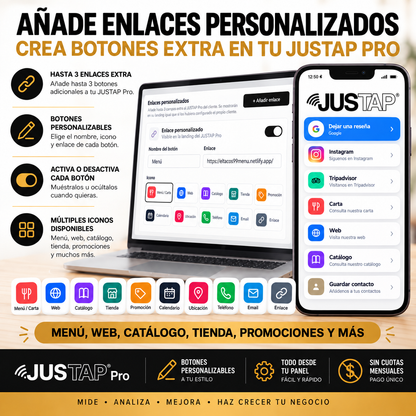 Stand acrílico JUSTAP® Pro con NFC para reseñas y redes sociales